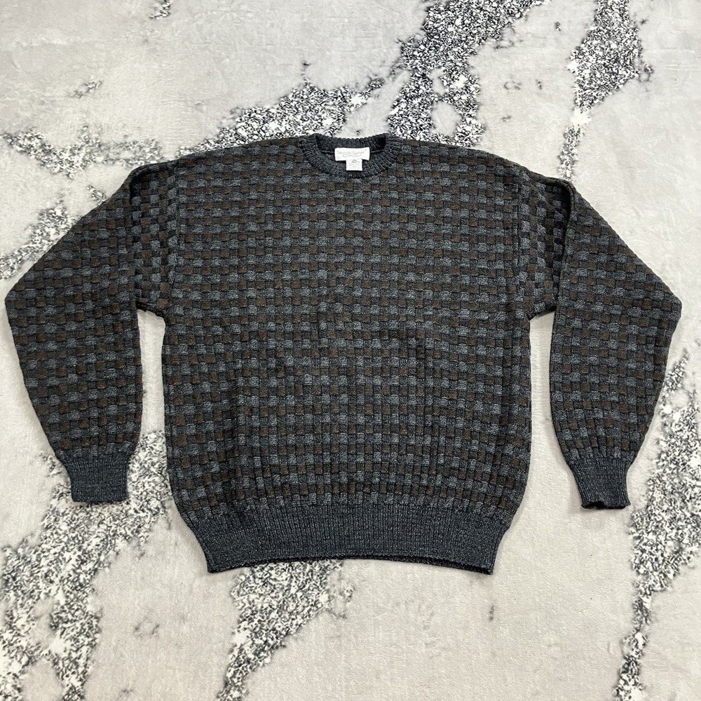 Trotta St Raphael Pure New Wool Basketweave Crew Neck Sweater Mens Size XL